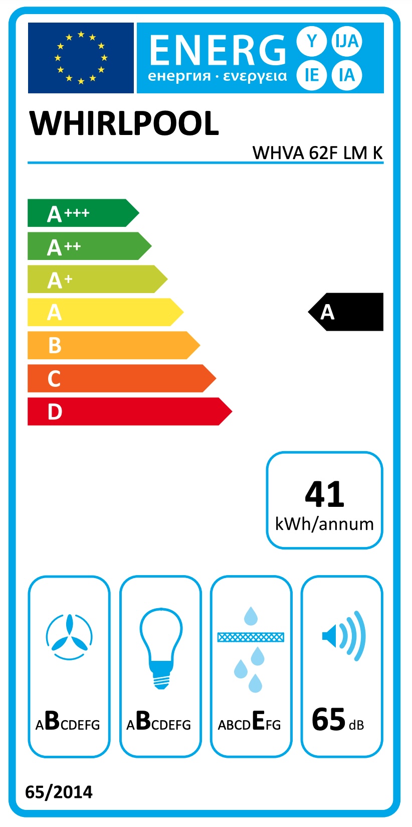 WHIRLPOOL WHVA62FLMK headree dampkap - 60cm WHIRLPOOL WHVA62FLMK headree dampkap - 60cm