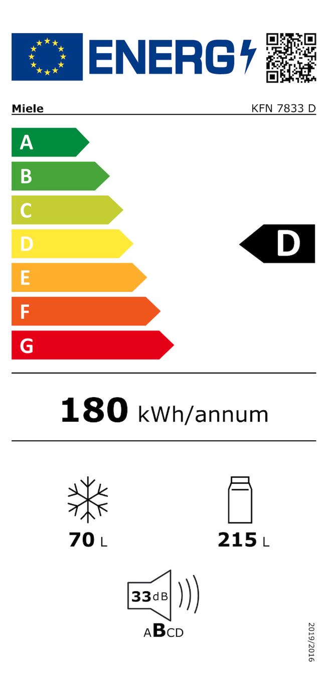 MIELE KFN7833D koel-/vriescombinatie - 193cm MIELE KFN7833D koel-/vriescombinatie - 193cm