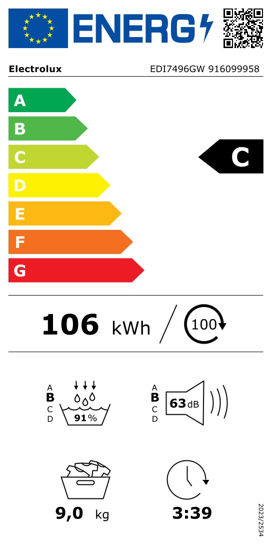 ELECTROLUX EDI7496GW droogkast - warmtepomp