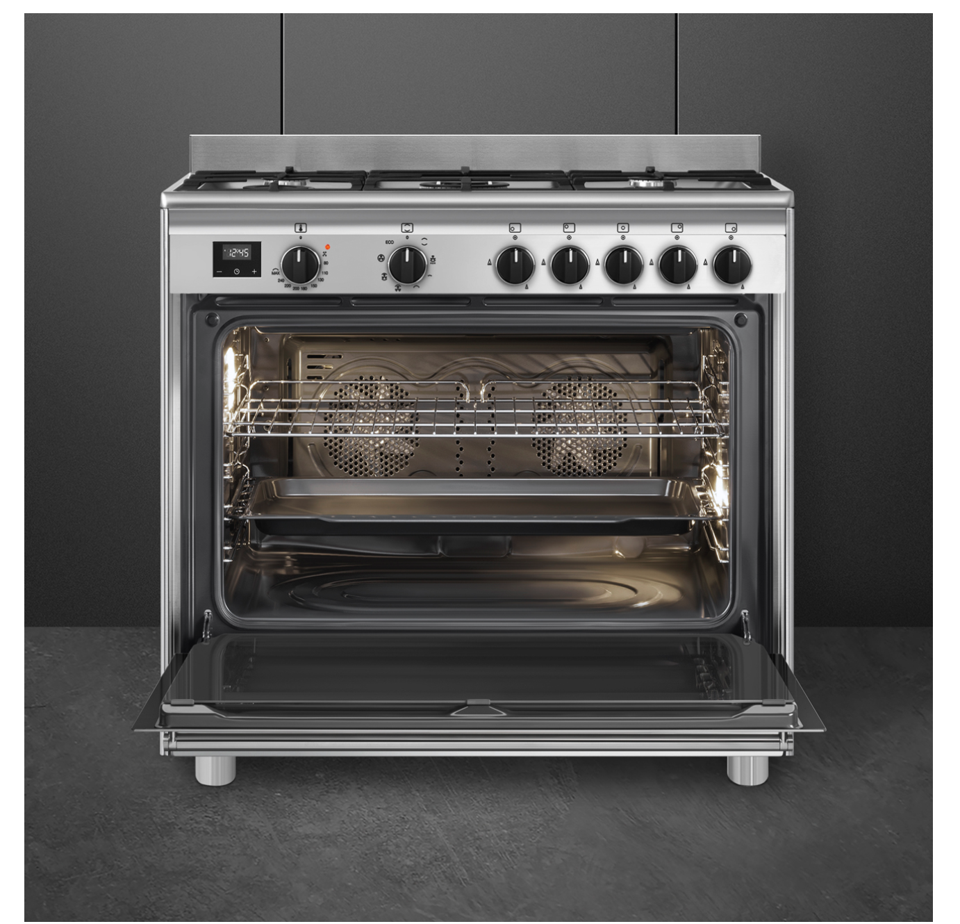SMEG BG91X2 fornuis met gaskookplaat - 90cm
