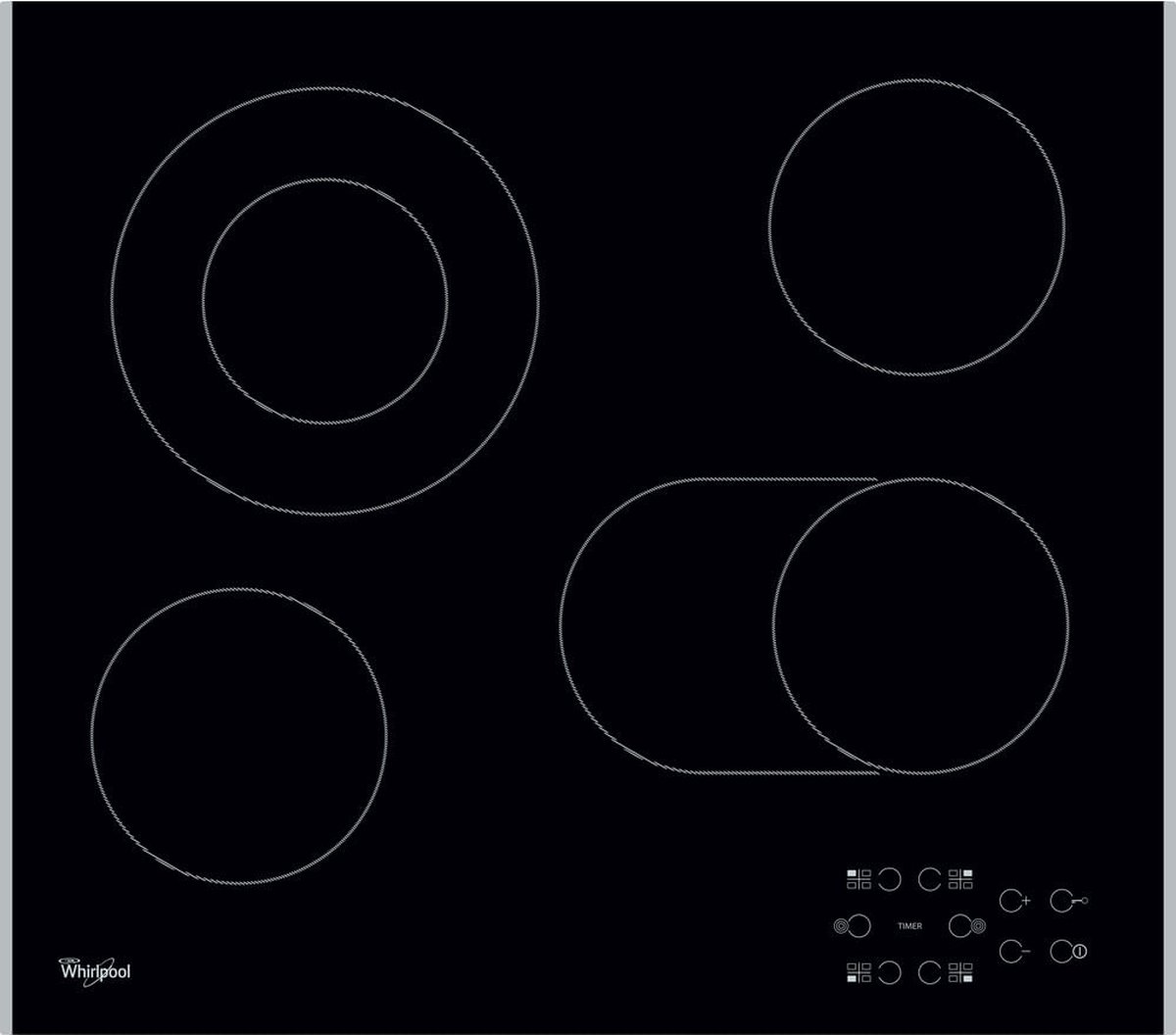WHIRLPOOL AKT8210LX vitrokeramische kookplaat - 58cm WHIRLPOOL AKT8210LX vitrokeramische kookplaat - 58cm