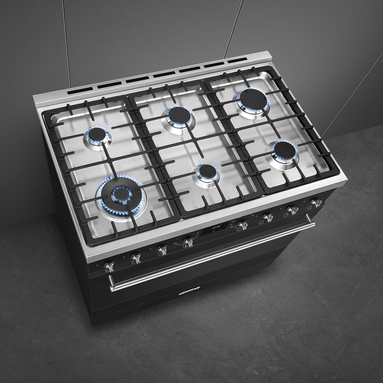 SMEG C9GMMB2 fornuis met gaskookplaat - 90cm SMEG C9GMMB2 fornuis met gaskookplaat - 90cm