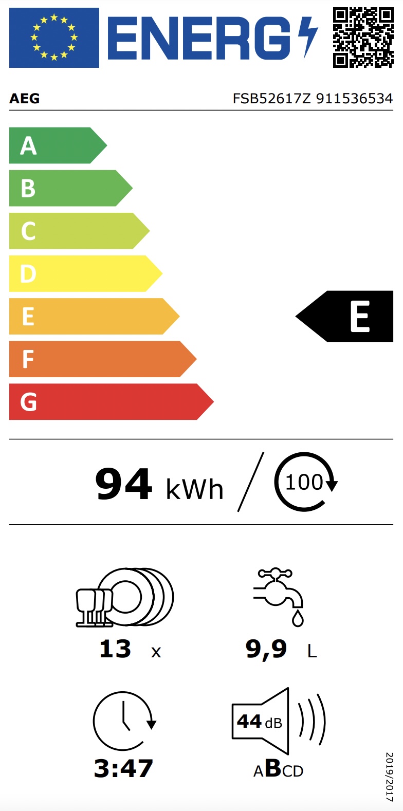 AEG FSB52617Z 6000 vaatwasser volledig integreerbaar