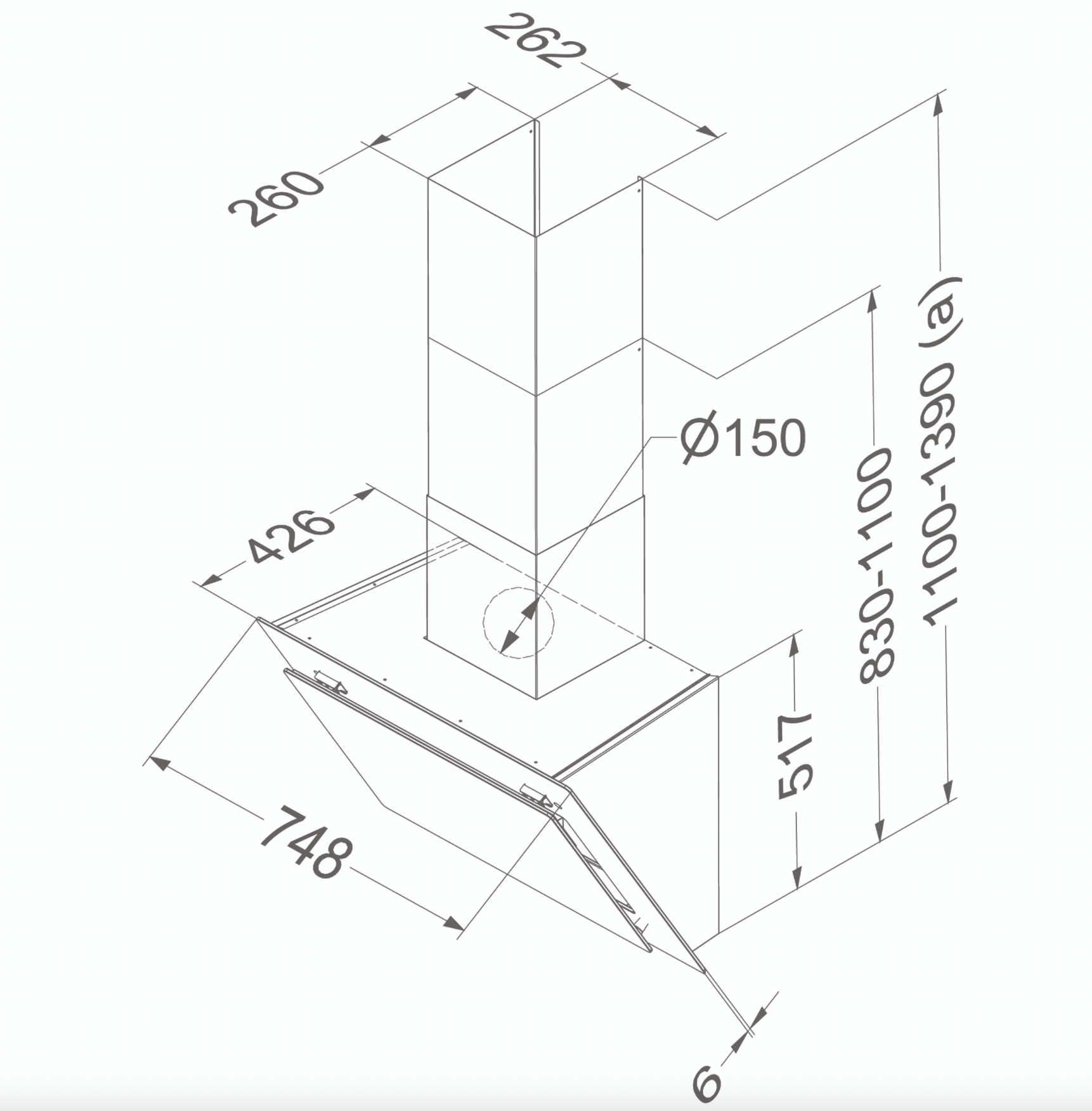 NOVY 7853 Vision headfree dampkap - 75cm NOVY 7853 Vision headfree dampkap - 75cm
