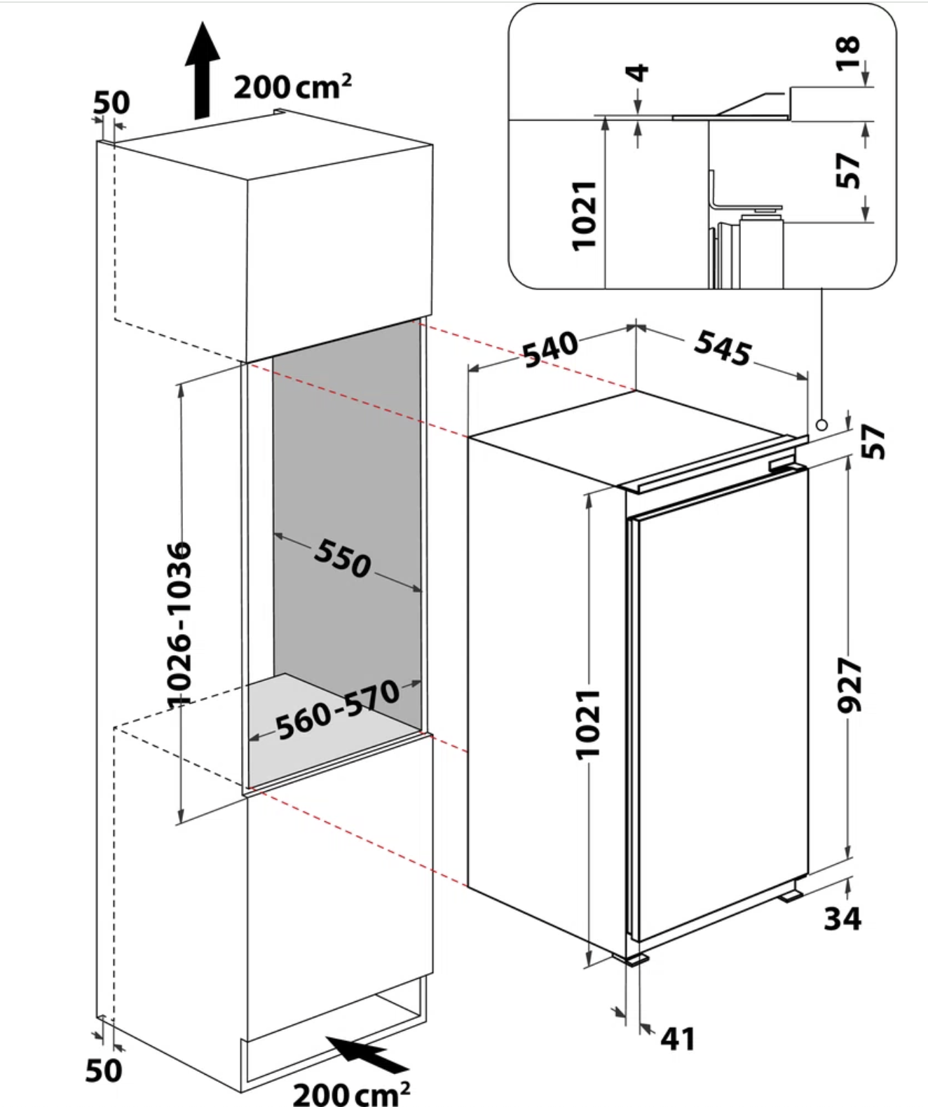 WHIRLPOOL ARG104702 koelkast met vriesvak  - 102cm WHIRLPOOL ARG104702 koelkast met vriesvak  - 102cm