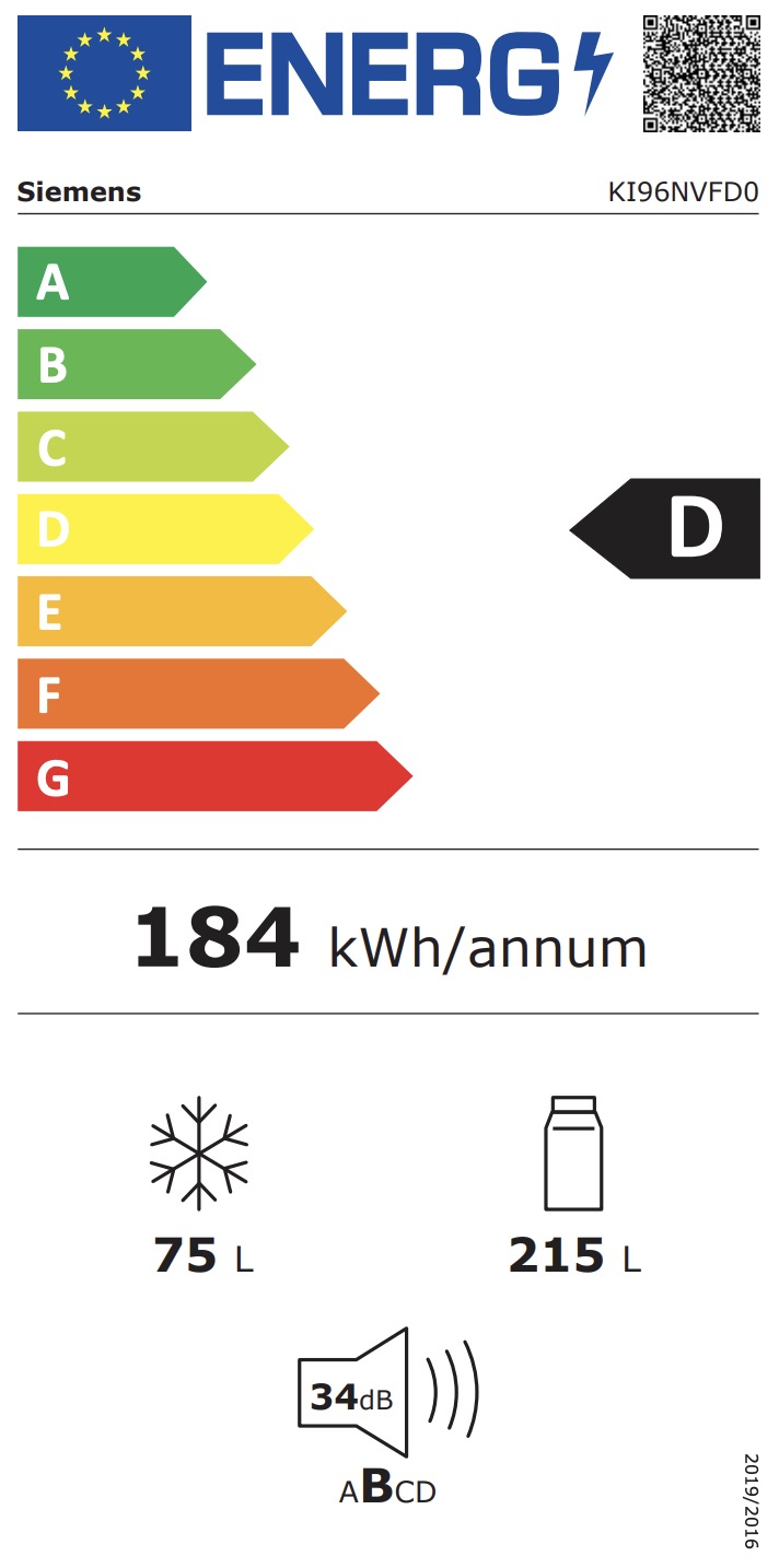 SIEMENS KI96NVFD0 IQ300 koel-/vriescombinatie - 194cm