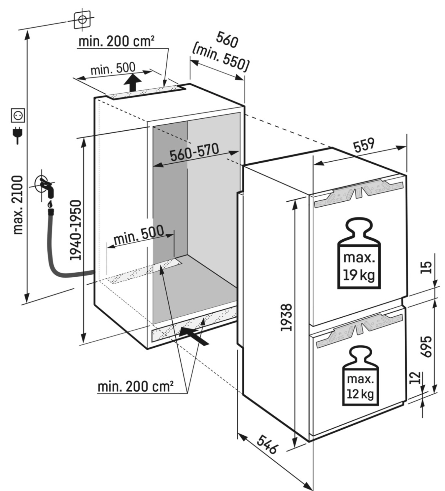 LIEBHERR ICBNCI566320 koel-/vriescombinatie - 193cm LIEBHERR ICBNCI566320 koel-/vriescombinatie - 193cm