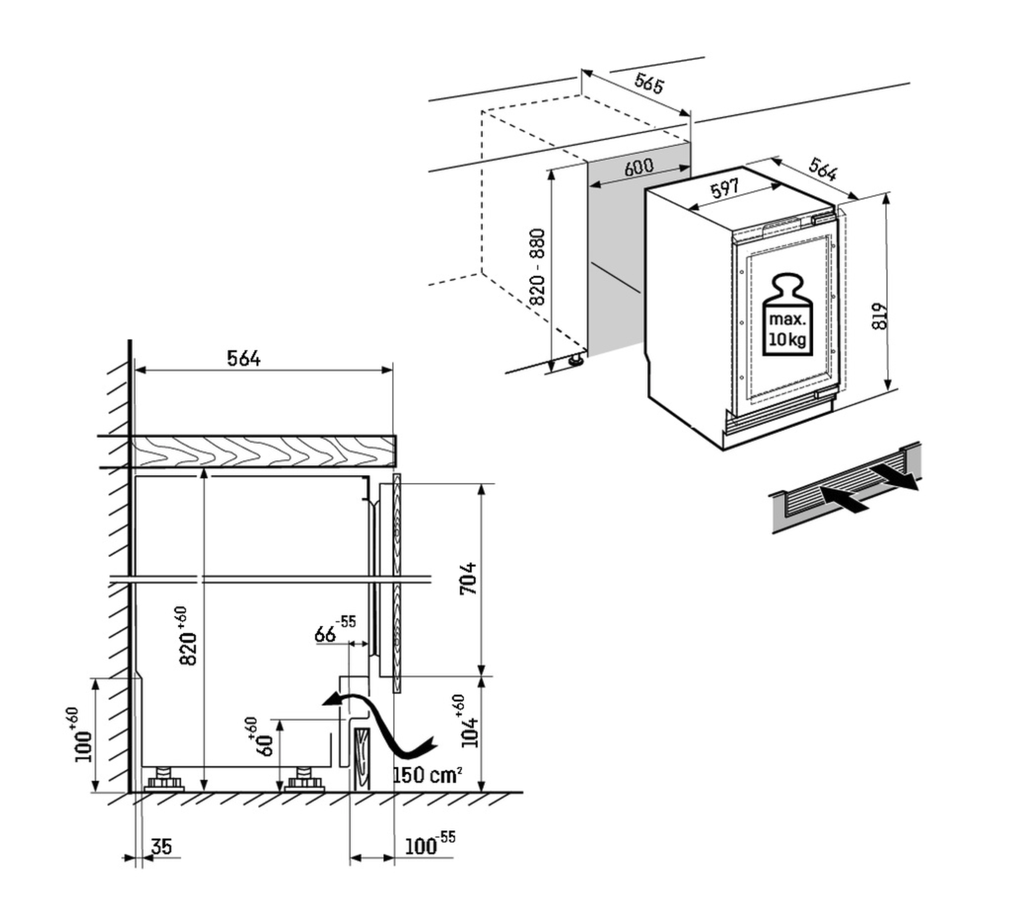 LIEBHERR UORPR366I20 onderbouw koelkast