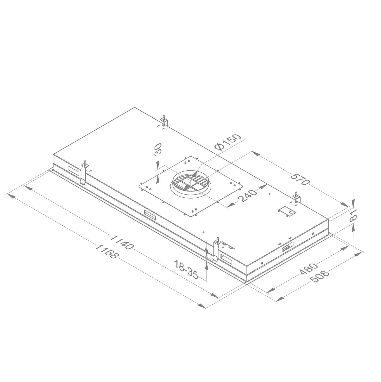 NOVY 6849 Pureline plafonddampkap - 120cm NOVY 6849 Pureline plafonddampkap - 120cm