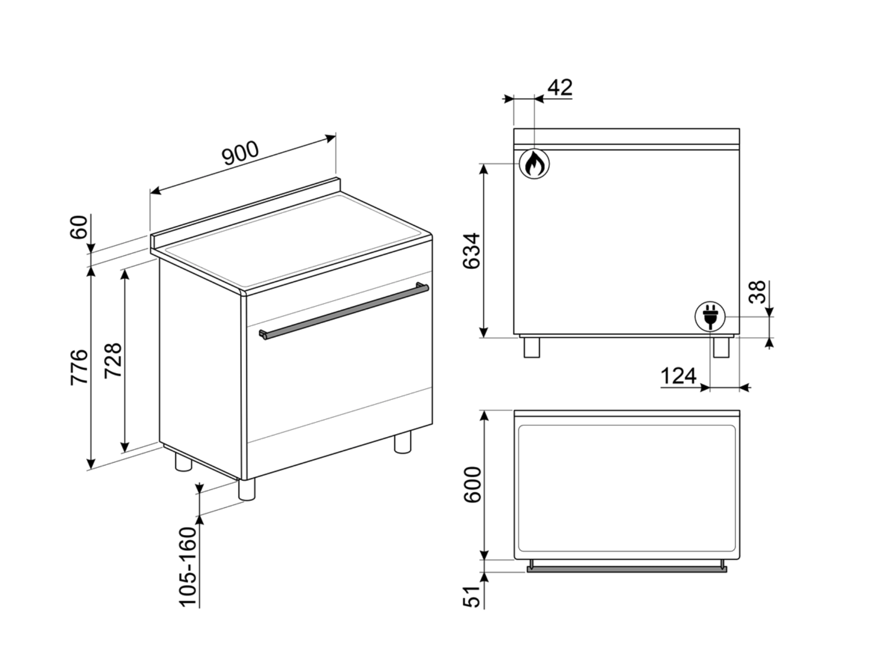 SMEG VRIJSTAAND ERT CX90GM fornuis met gaskookplaat - 90cm SMEG VRIJSTAAND ERT CX90GM fornuis met gaskookplaat - 90cm
