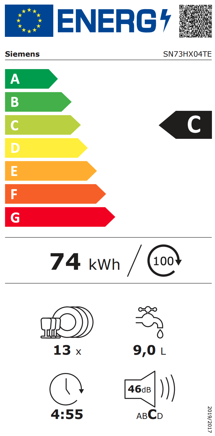 SIEMENS SN73HX04TE IQ300 vaatwasser volledig integreerbaar