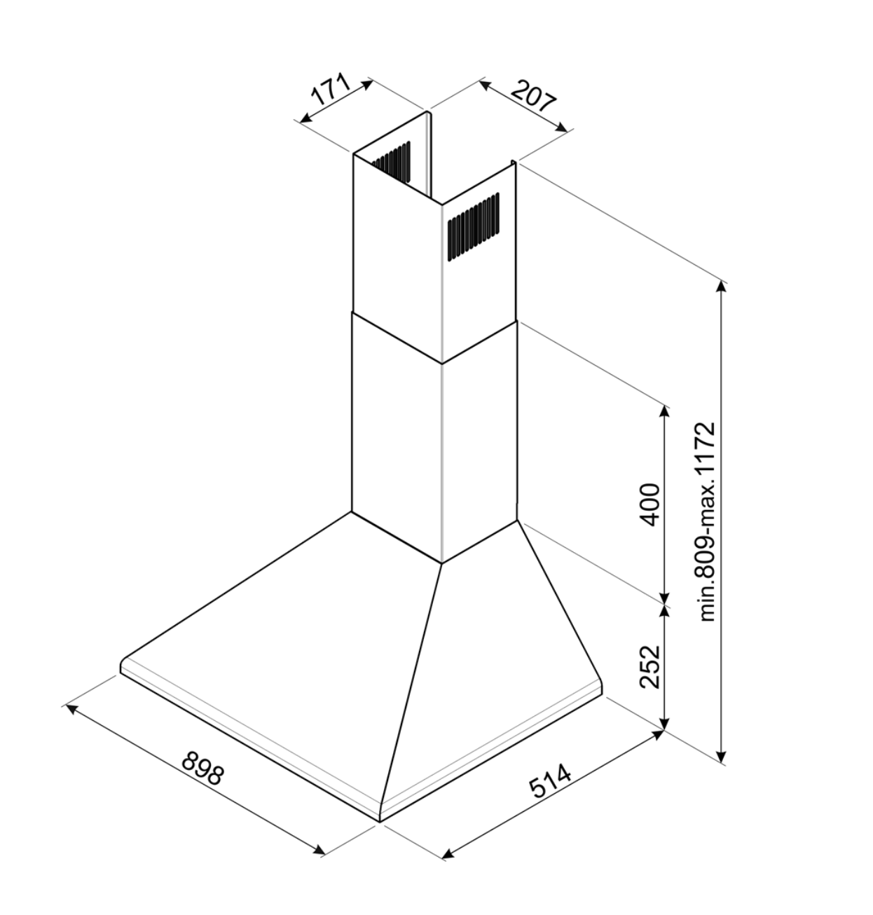 SMEG KSED95NEE wandschouwdampkap - 90cm SMEG KSED95NEE wandschouwdampkap - 90cm