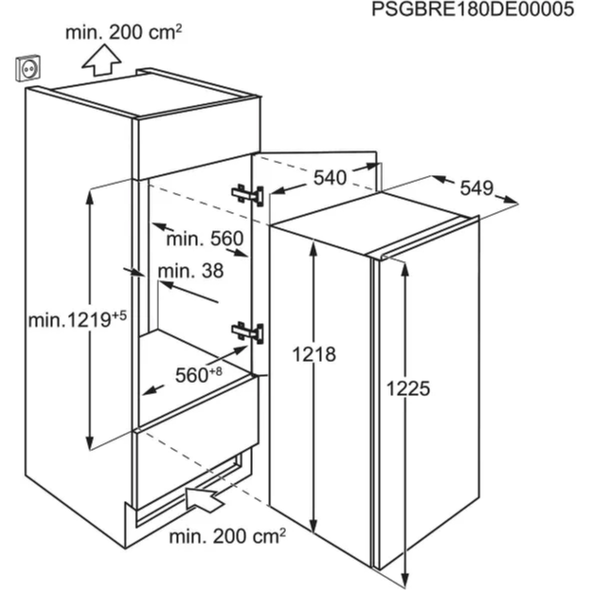 AEG TSF5O12ES 5000 koelkast met vriesvak  - 122cm AEG TSF5O12ES 5000 koelkast met vriesvak  - 122cm