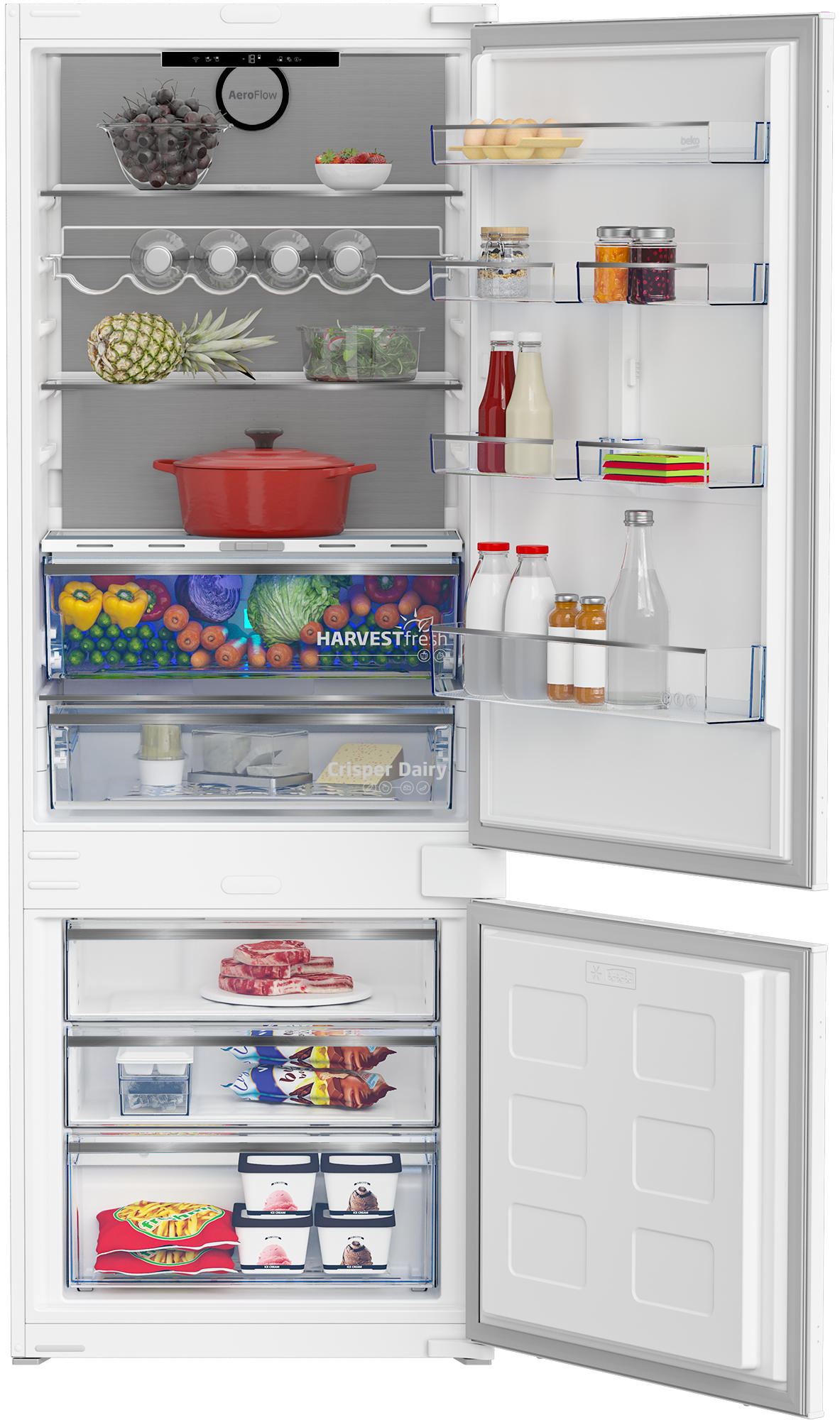 BEKO BCNE400E50SHN koel-/vriescombinatie - 193cm BEKO BCNE400E50SHN koel-/vriescombinatie - 193cm