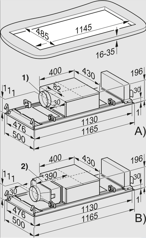 MIELE DAC4240WSMA plafonddampkap - 115cm MIELE DAC4240WSMA plafonddampkap - 115cm