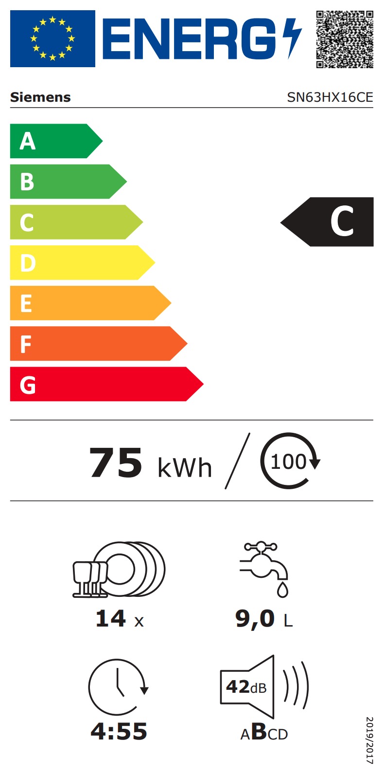 SIEMENS SN63HX16CE IQ300 vaatwasser volledig integreerbaar