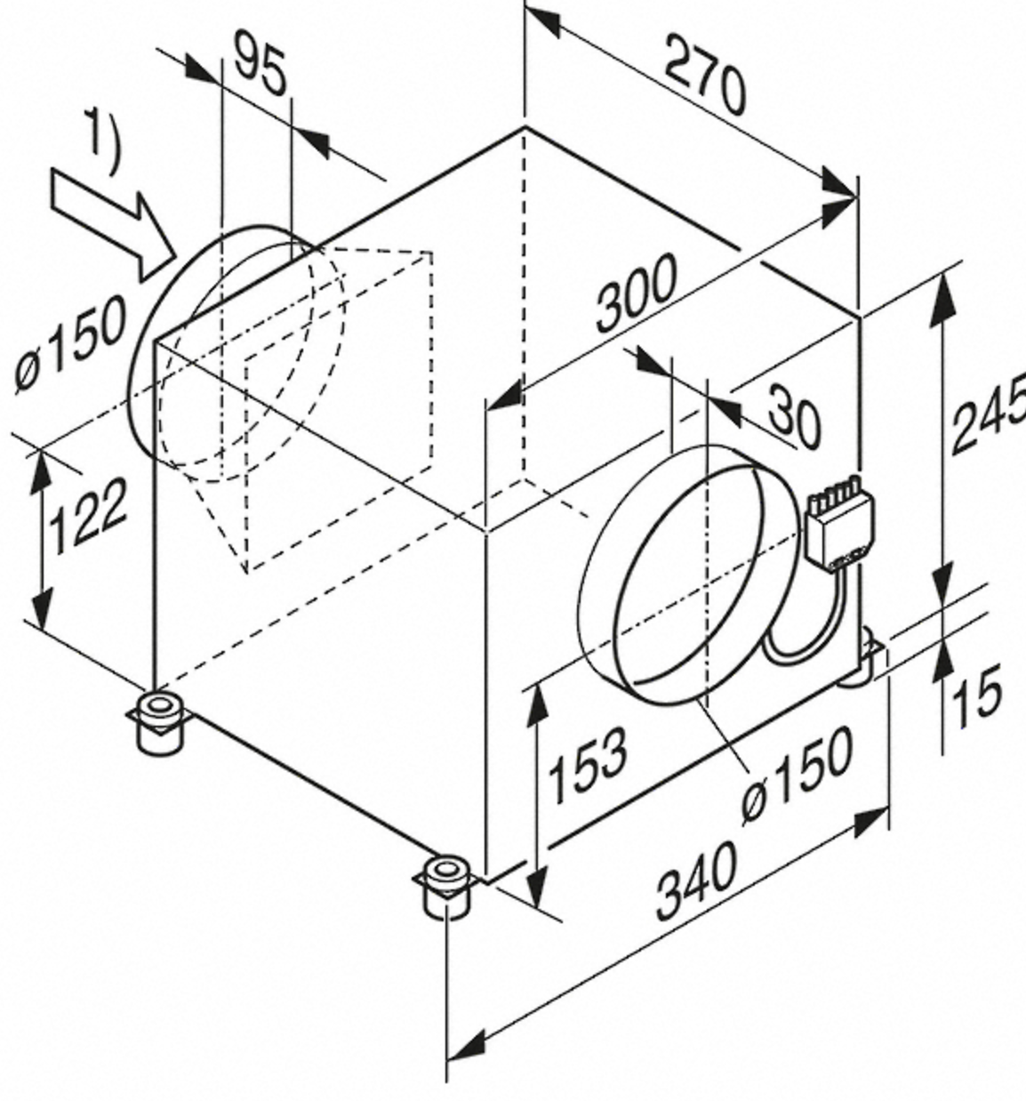 MIELE ABLG202 externe motor - montage binnen