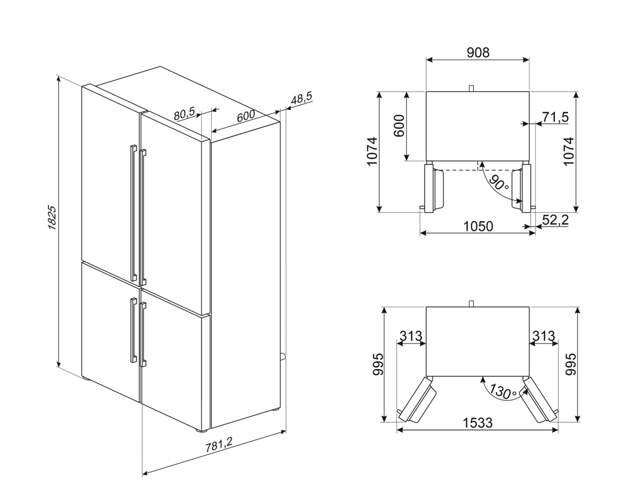 SMEG VRIJSTAAND ERT FQ60BDE side-by-side - 182cm SMEG VRIJSTAAND ERT FQ60BDE side-by-side - 182cm