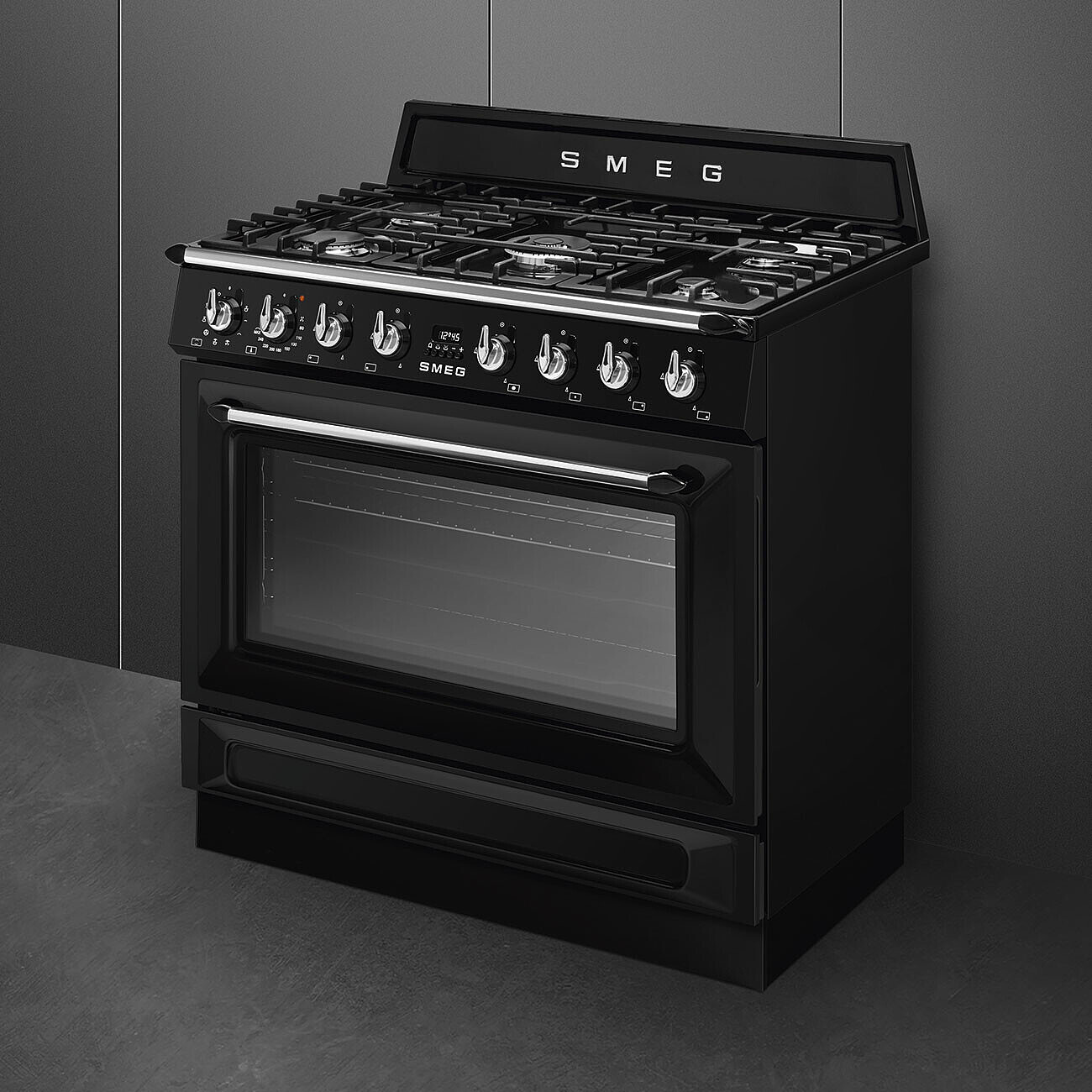 SMEG TR90GMBL fornuis met gaskookplaat - 90cm
