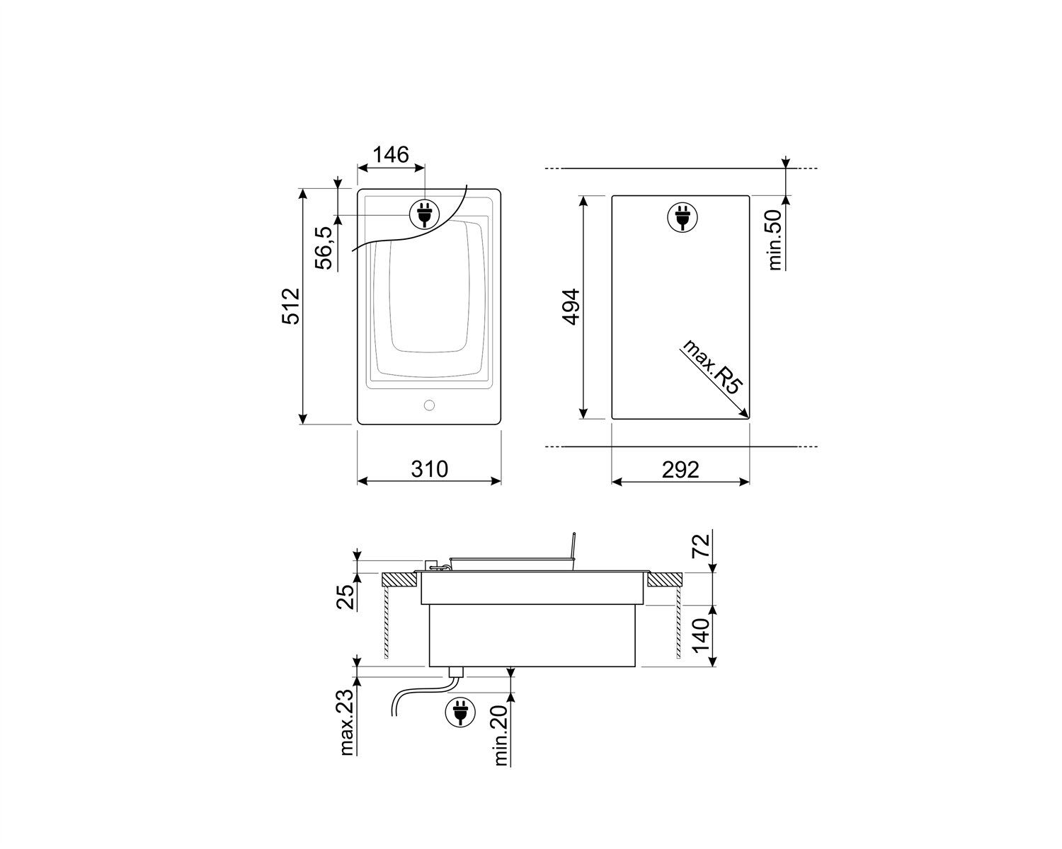 SMEG PGF30F friteuse - domino SMEG PGF30F friteuse - domino