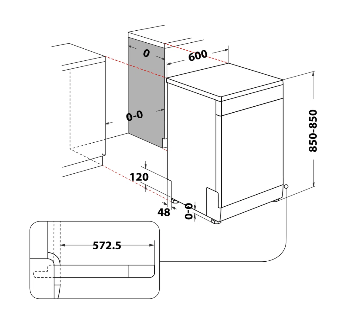 WHIRLPOOL W2FHD624 vrijstaande vaatwasser WHIRLPOOL W2FHD624 vrijstaande vaatwasser
