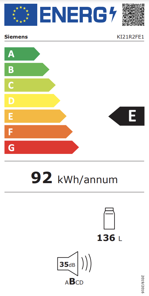 SIEMENS KI21R2FE1 IQ100 koelkast zonder vriesvak - 88cm SIEMENS KI21R2FE1 IQ100 koelkast zonder vriesvak - 88cm