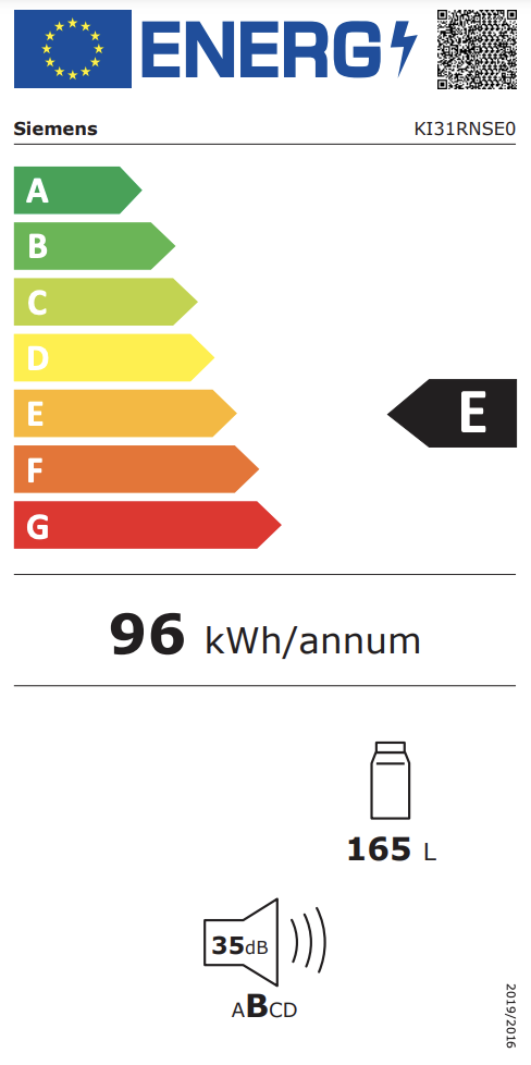 SIEMENS KI31RNSE0 IQ100 koelkast zonder vriesvak - 102cm