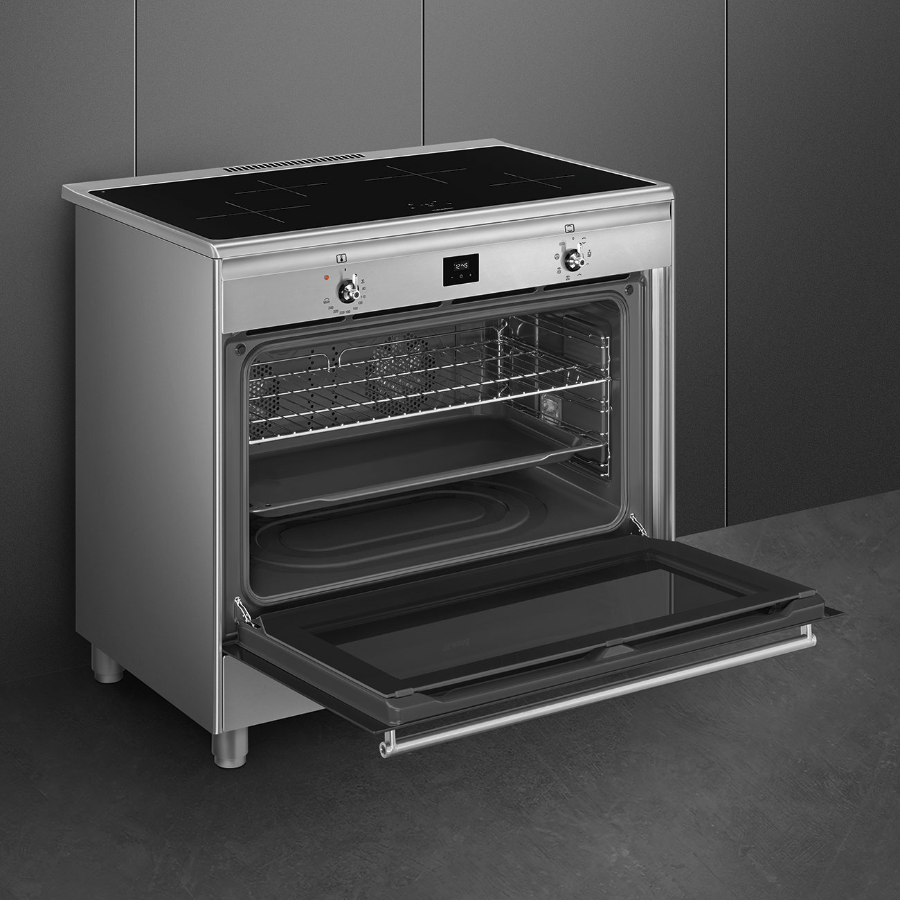 SMEG CG90CIXT fornuis met inductie kookplaat - 90cm SMEG CG90CIXT fornuis met inductie kookplaat - 90cm