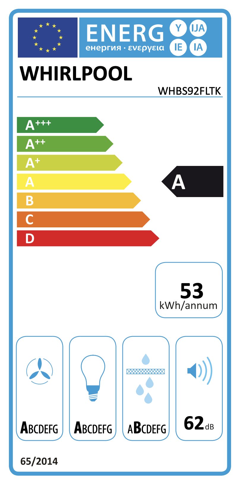 WHIRLPOOL WHBS92FLTK wandschouwdampkap - 90cm WHIRLPOOL WHBS92FLTK wandschouwdampkap - 90cm