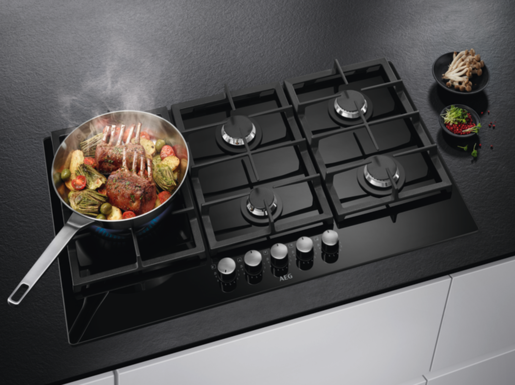 AEG HKB95820NB 6000 gaskookplaat - 90cm AEG HKB95820NB 6000 gaskookplaat - 90cm
