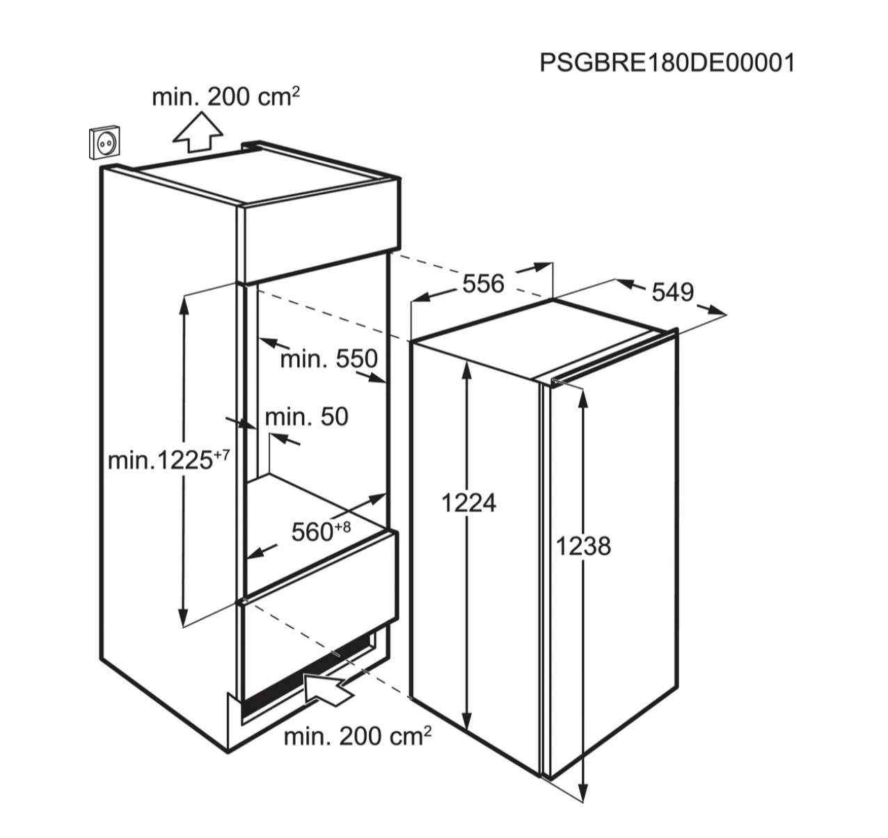 AEG TSK5O12EF 5000 koelkast zonder vriesvak - 122cm AEG TSK5O12EF 5000 koelkast zonder vriesvak - 122cm