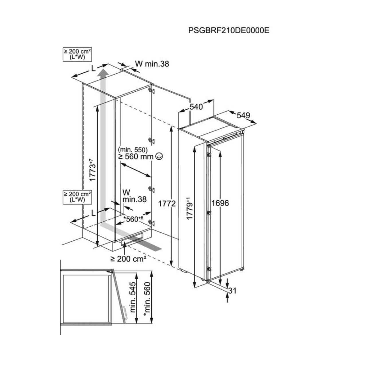 AEG TB7NA181ES 7000 inbouw vriezer - 178cm AEG TB7NA181ES 7000 inbouw vriezer - 178cm