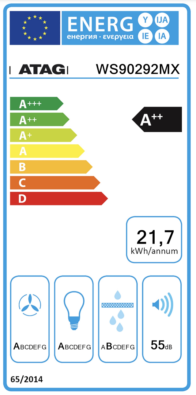 ATAG WS90292MX wandschouwdampkap - 90cm