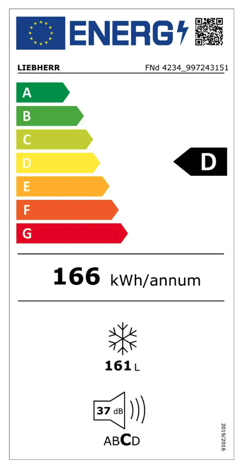LIEBHERR FND423420 vrijstaande vriezer - 125cm
