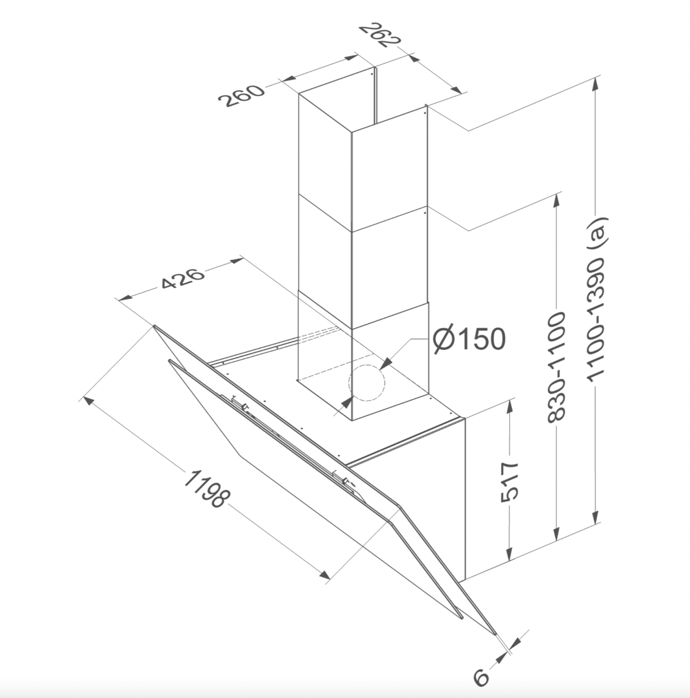 NOVY 7840 Vision headfree dampkap - 120cm NOVY 7840 Vision headfree dampkap - 120cm