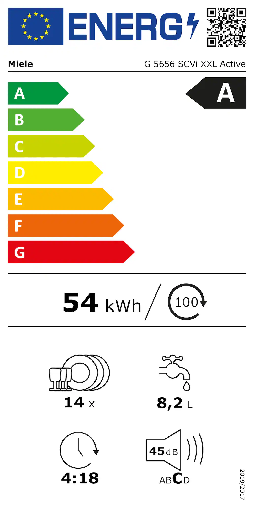 MIELE G5656SCVIXXLACTIVEEDST vaatwasser volledig integreerbaar