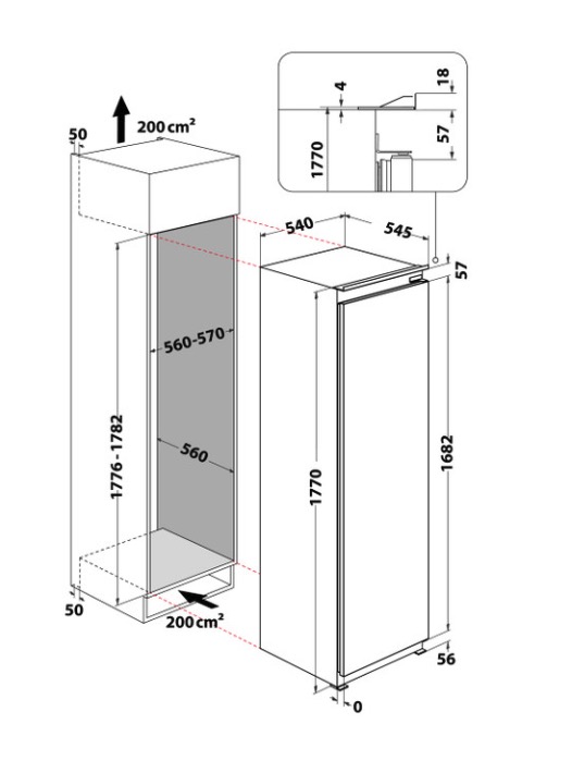 WHIRLPOOL WHSD18F073C1 inbouw vriezer - 177cm WHIRLPOOL WHSD18F073C1 inbouw vriezer - 177cm