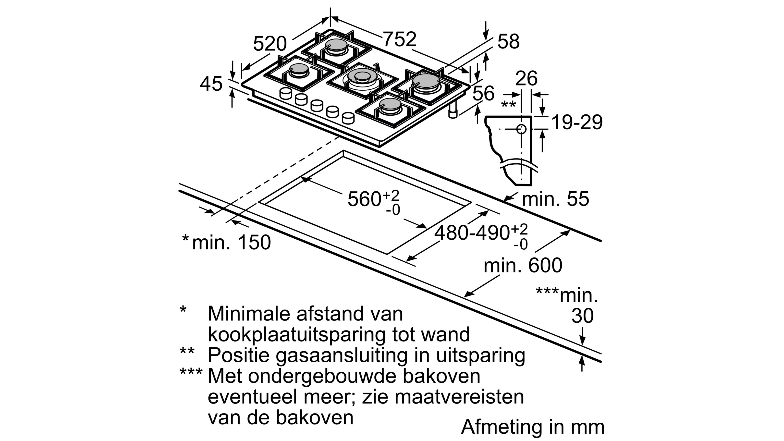 BOSCH PPQ7A6B20 SERIE 6 gaskookplaat - 75cm BOSCH PPQ7A6B20 SERIE 6 gaskookplaat - 75cm