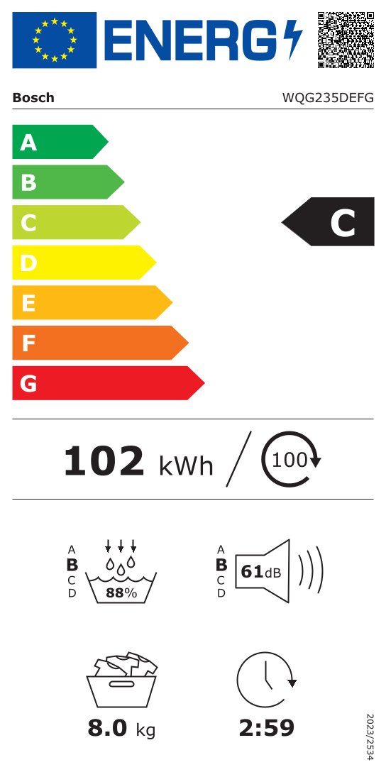 BOSCH WQG235DEFG SERIE 6 droogkast - warmtepomp