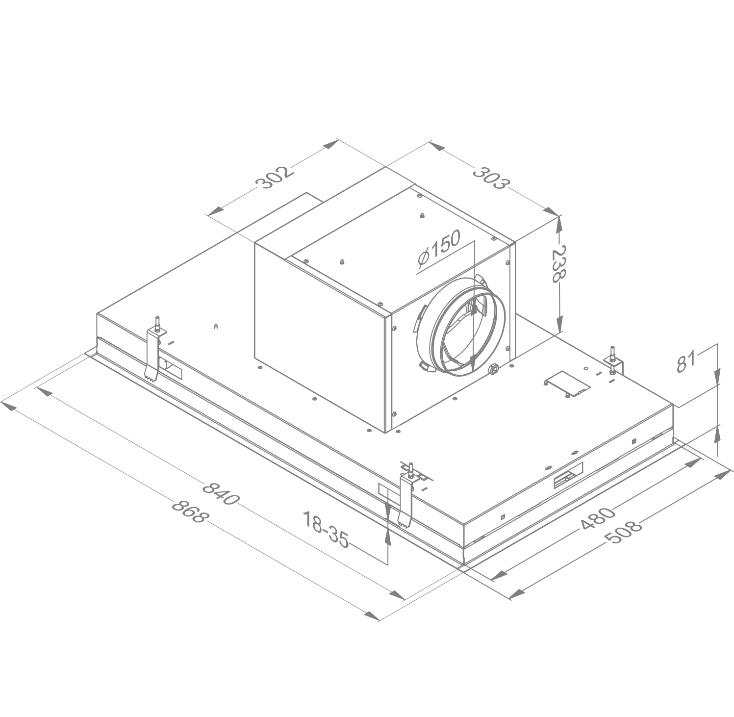 NOVY 6831 Pureline plafonddampkap - 90cm NOVY 6831 Pureline plafonddampkap - 90cm