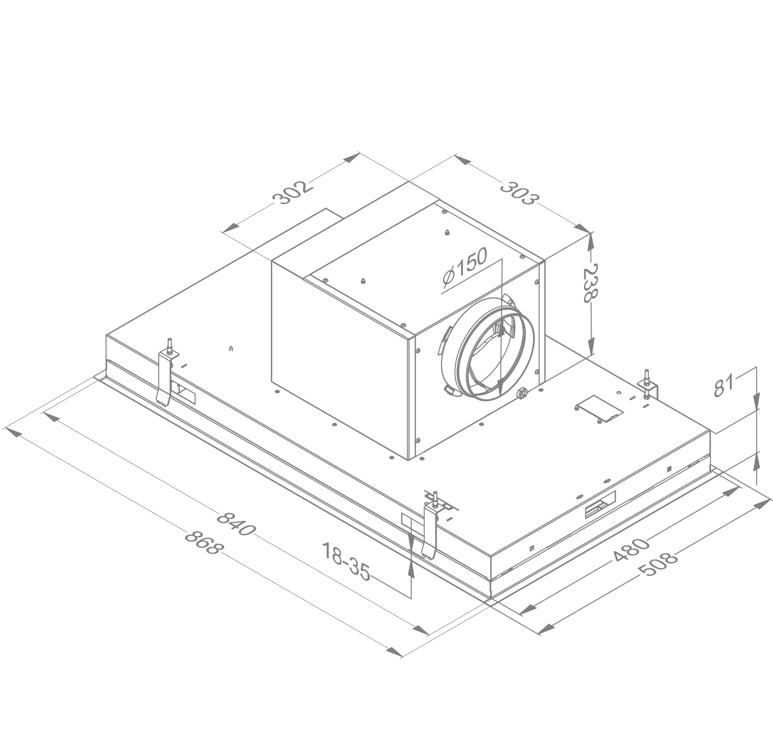 NOVY 6830 Pureline plafonddampkap - 90cm NOVY 6830 Pureline plafonddampkap - 90cm