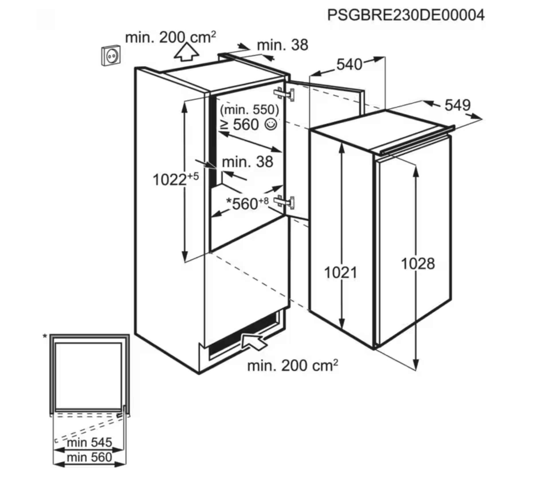 AEG TSF5O101ES 5000 koelkast met vriesvak  - 103cm AEG TSF5O101ES 5000 koelkast met vriesvak  - 103cm
