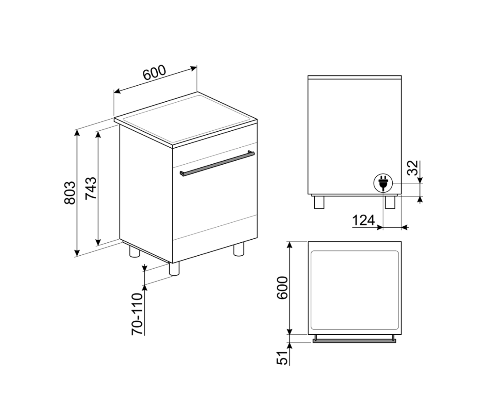 SMEG C6IMBLT2 fornuis met inductie kookplaat - 60cm