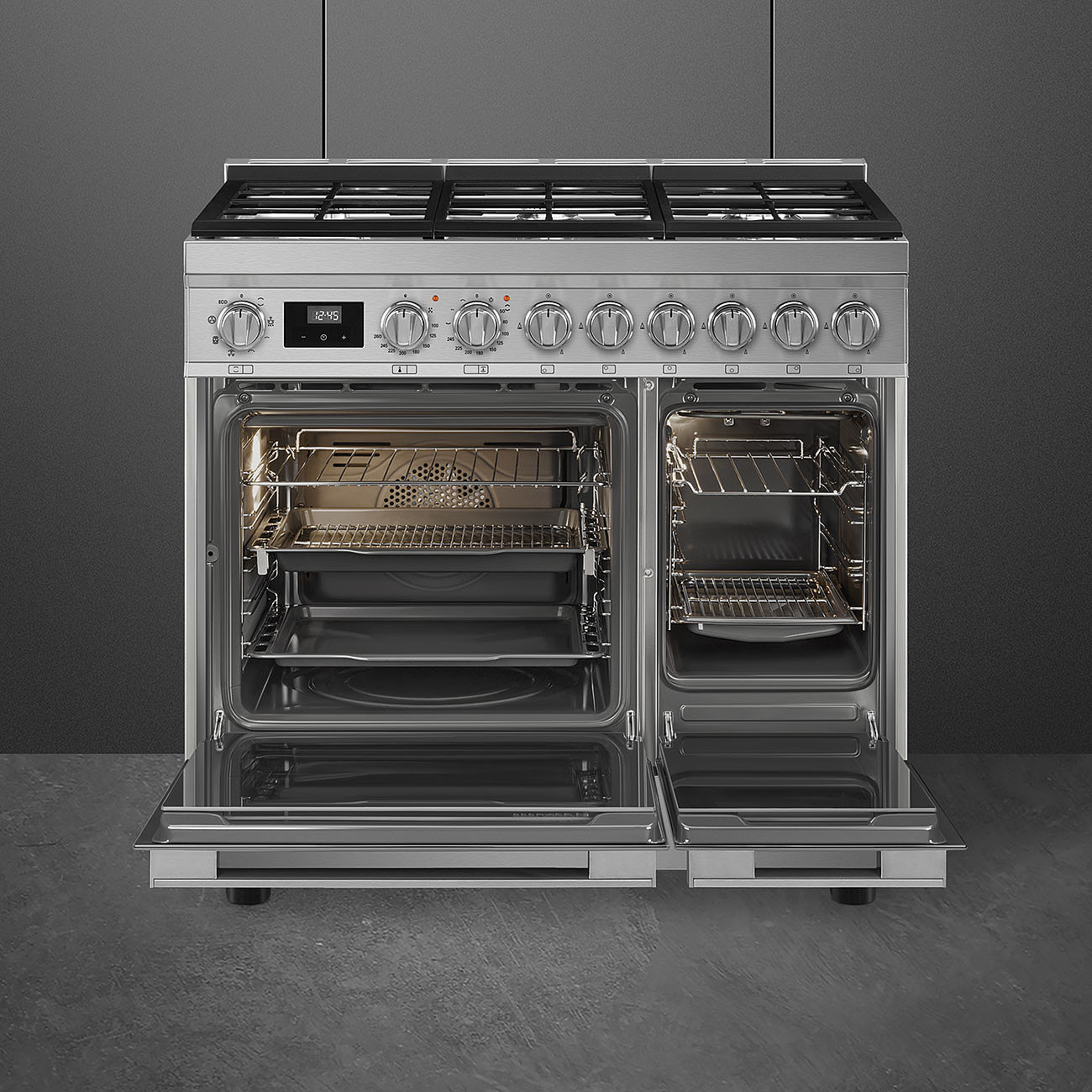 SMEG CPF92GMX fornuis met gaskookplaat - 90cm