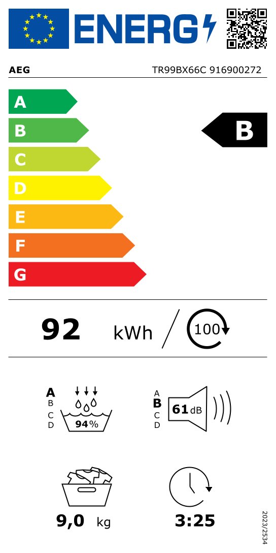 AEG TR99BX66C 9000 droogkast