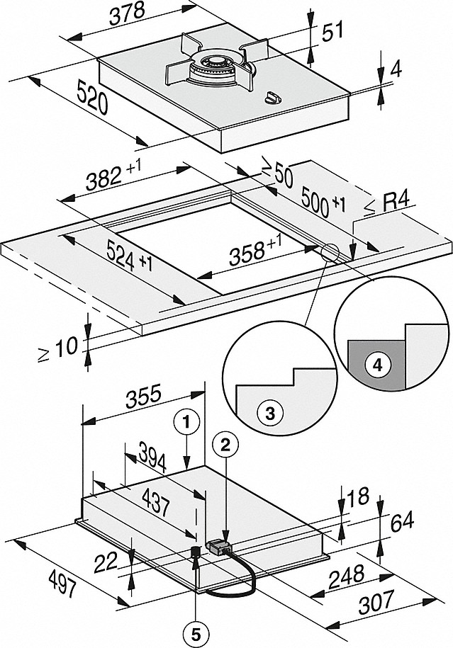 MIELE CS7101-1FL SMARTLINE gaskookplaat - domino MIELE CS7101-1FL SMARTLINE gaskookplaat - domino