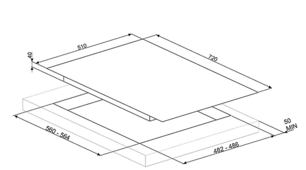 SMEG PV175CN gaskookplaat - 72cm