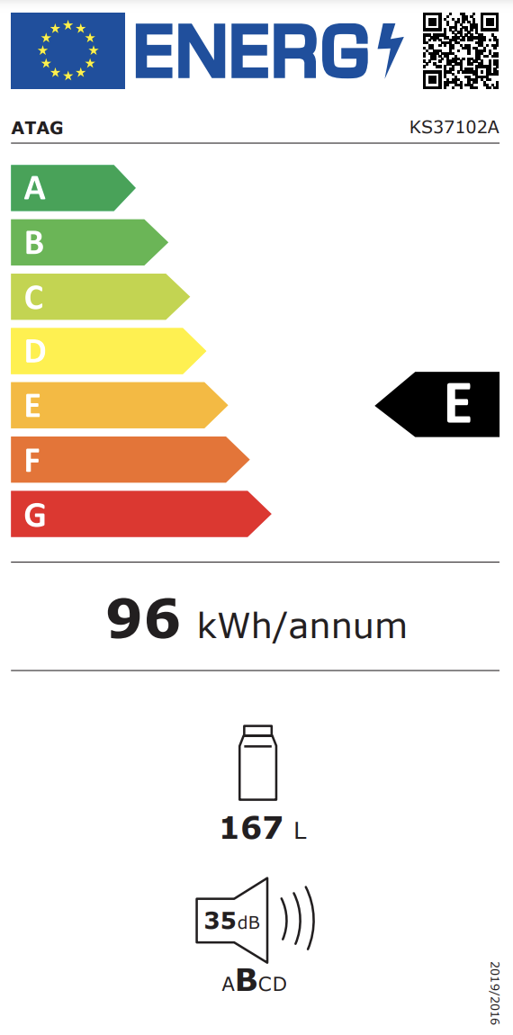 ATAG KS37102A koelkast zonder vriesvak - 102cm ATAG KS37102A koelkast zonder vriesvak - 102cm