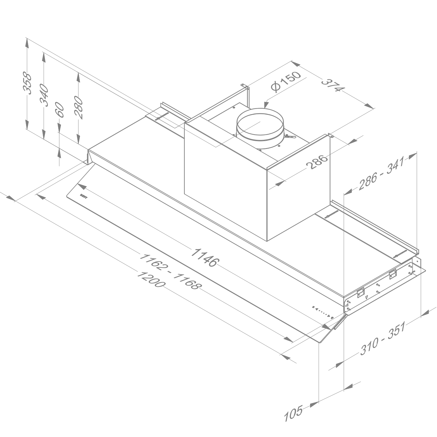 NOVY 8770 Fusion telescopische dampkap - 120cm NOVY 8770 Fusion telescopische dampkap - 120cm