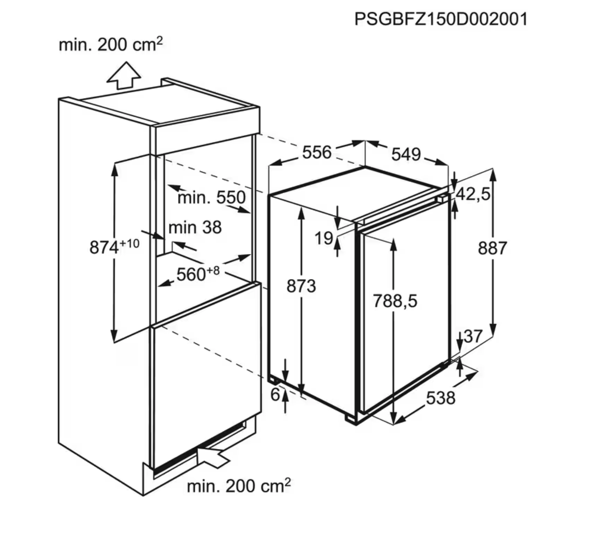AEG TAB6L88EF 6000 inbouw vriezer - 88cm AEG TAB6L88EF 6000 inbouw vriezer - 88cm